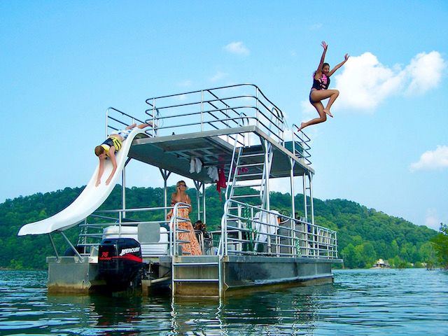 photo of double decker pontoon