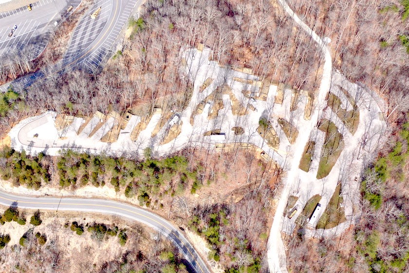 Photo of RV campground under construction during taken during the winter from aerial shot