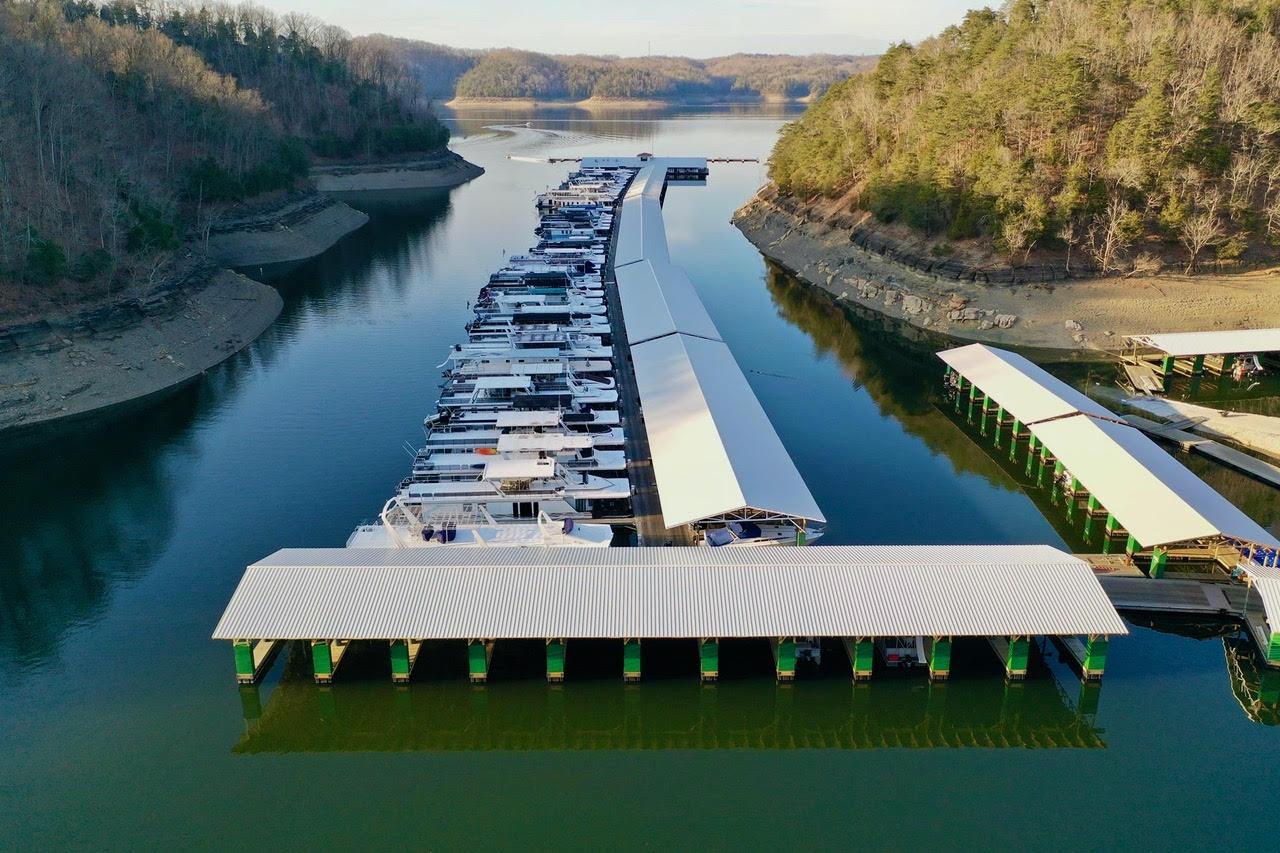 Aerial view of the slips at Marina Rowena 2022