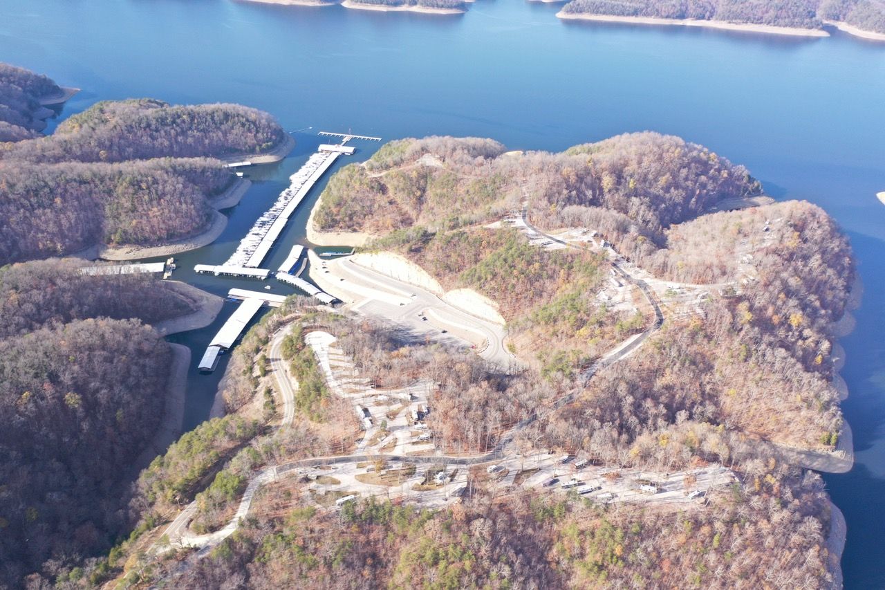 aerial view of Marina Rowena showing the RV park