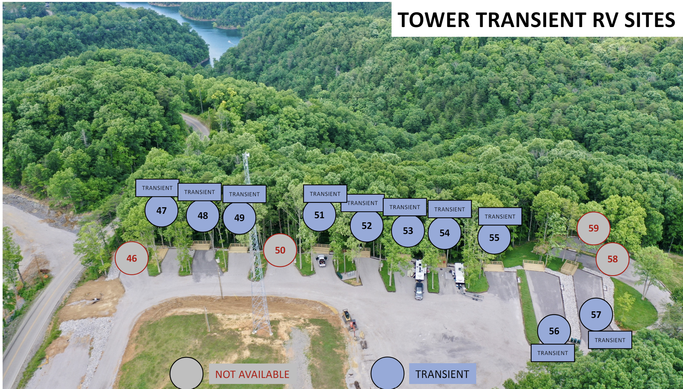 Map of transient camping sites for 2024