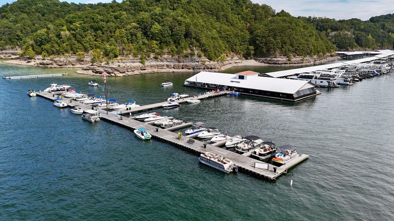 aerial photo of the slips near the Marina store 2025