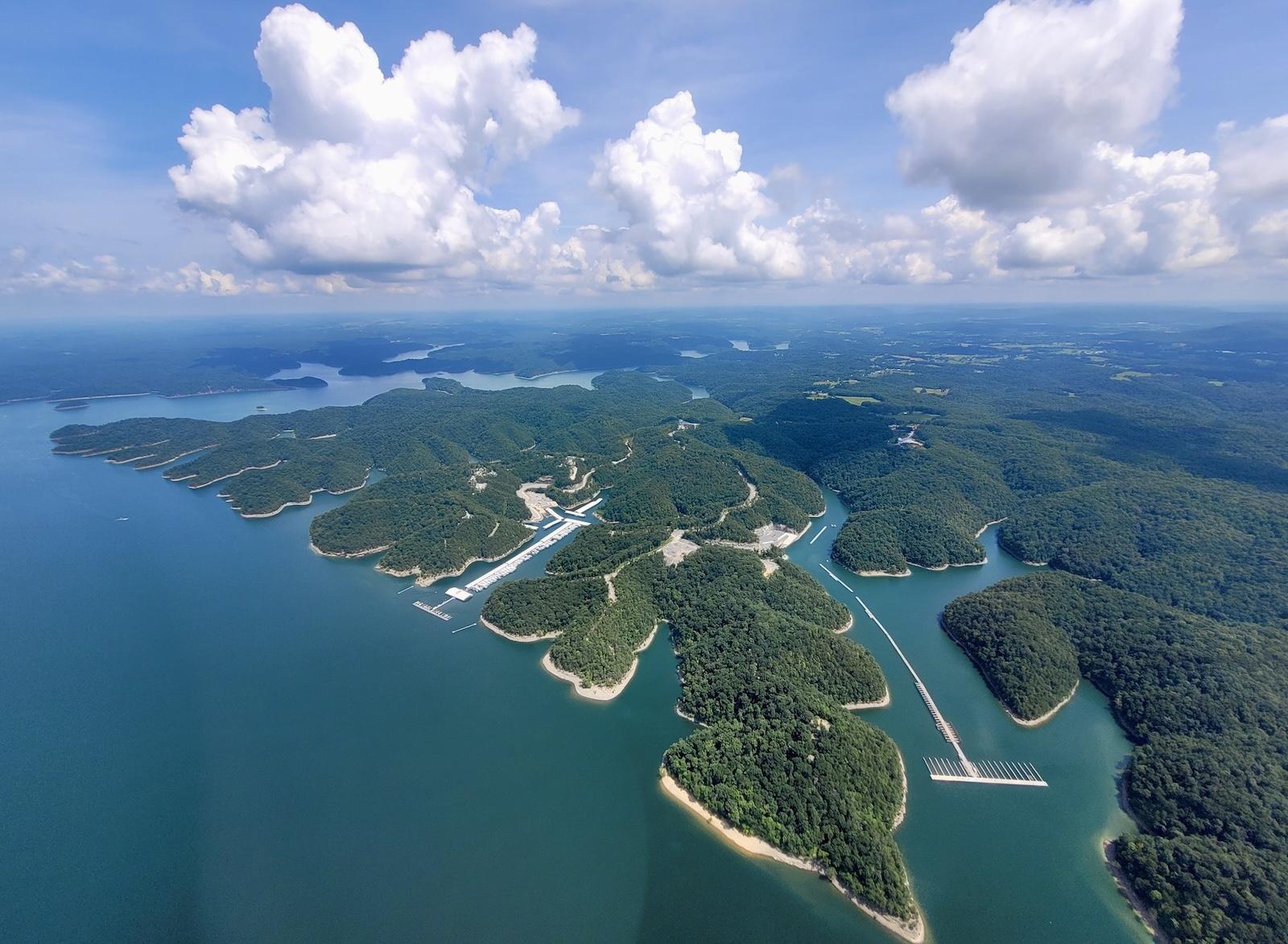 aerial photo of Marina Rowena's docks 2025